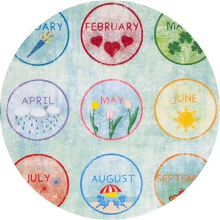 Safavieh 5 x 5 ft. Kids Playhouse Kids Round Power Loomed Rug; Green & Blue KPH256Y-5R
